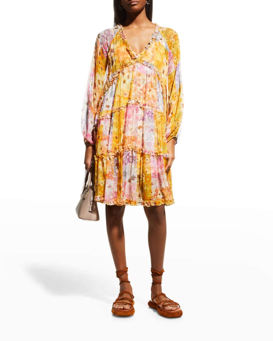 Johnny Was Renee Tiered Floral-Print Dress | Neiman Marcus