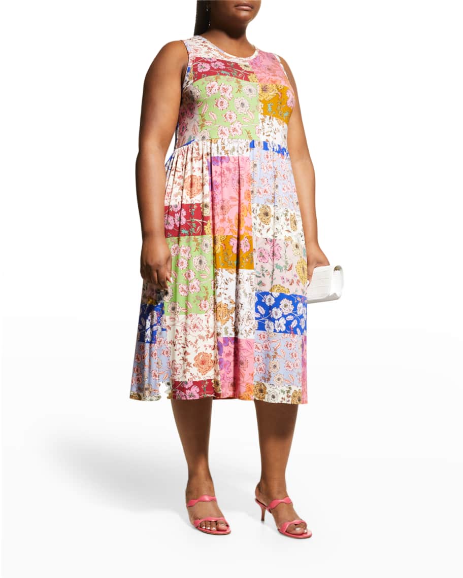 Johnny Was Plus Size Cosmo Floral Print Sleeveless Dress Neiman Marcus