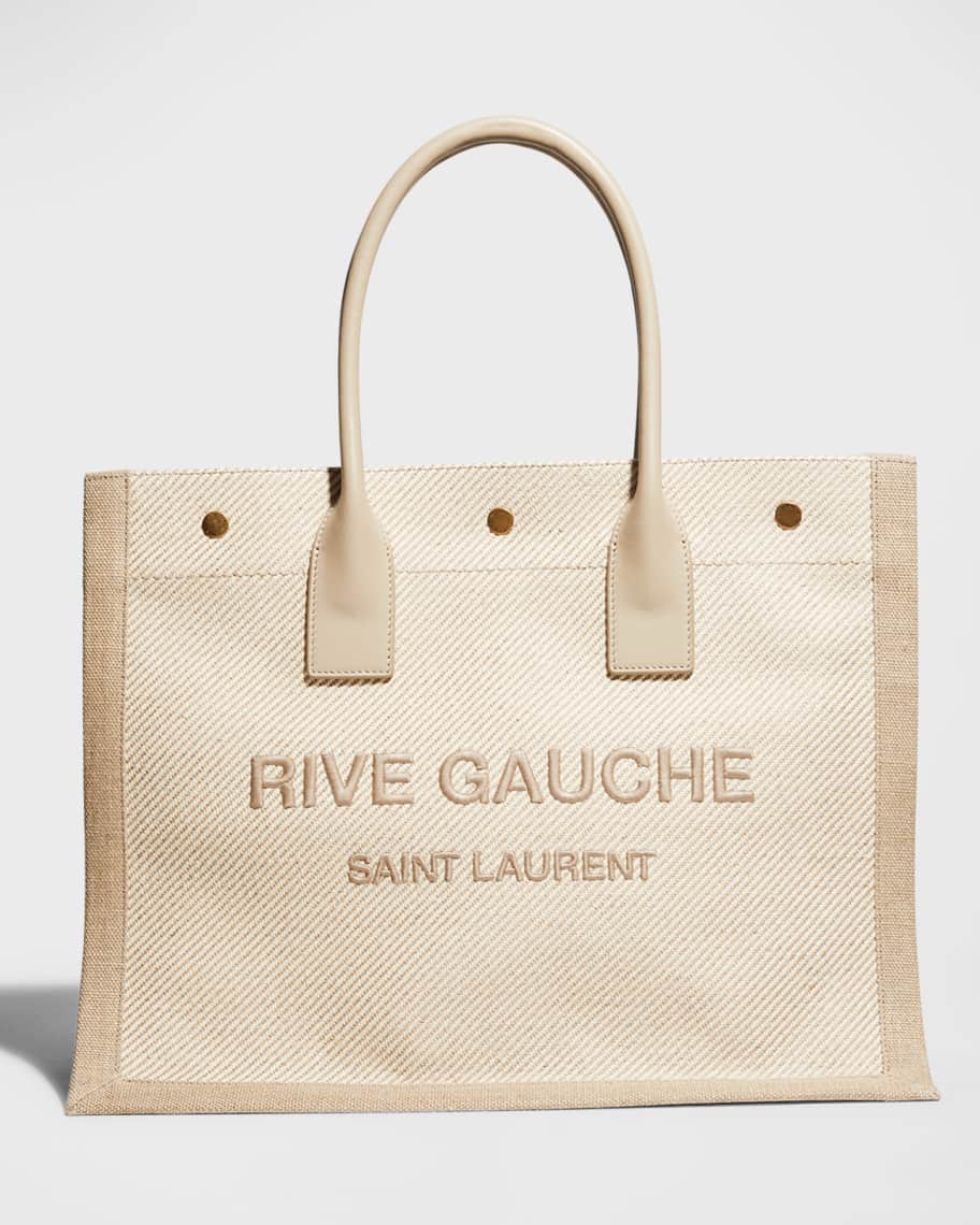 Saint Laurent Small Rive Gauche Canvas Tote Bag | Neiman Marcus
