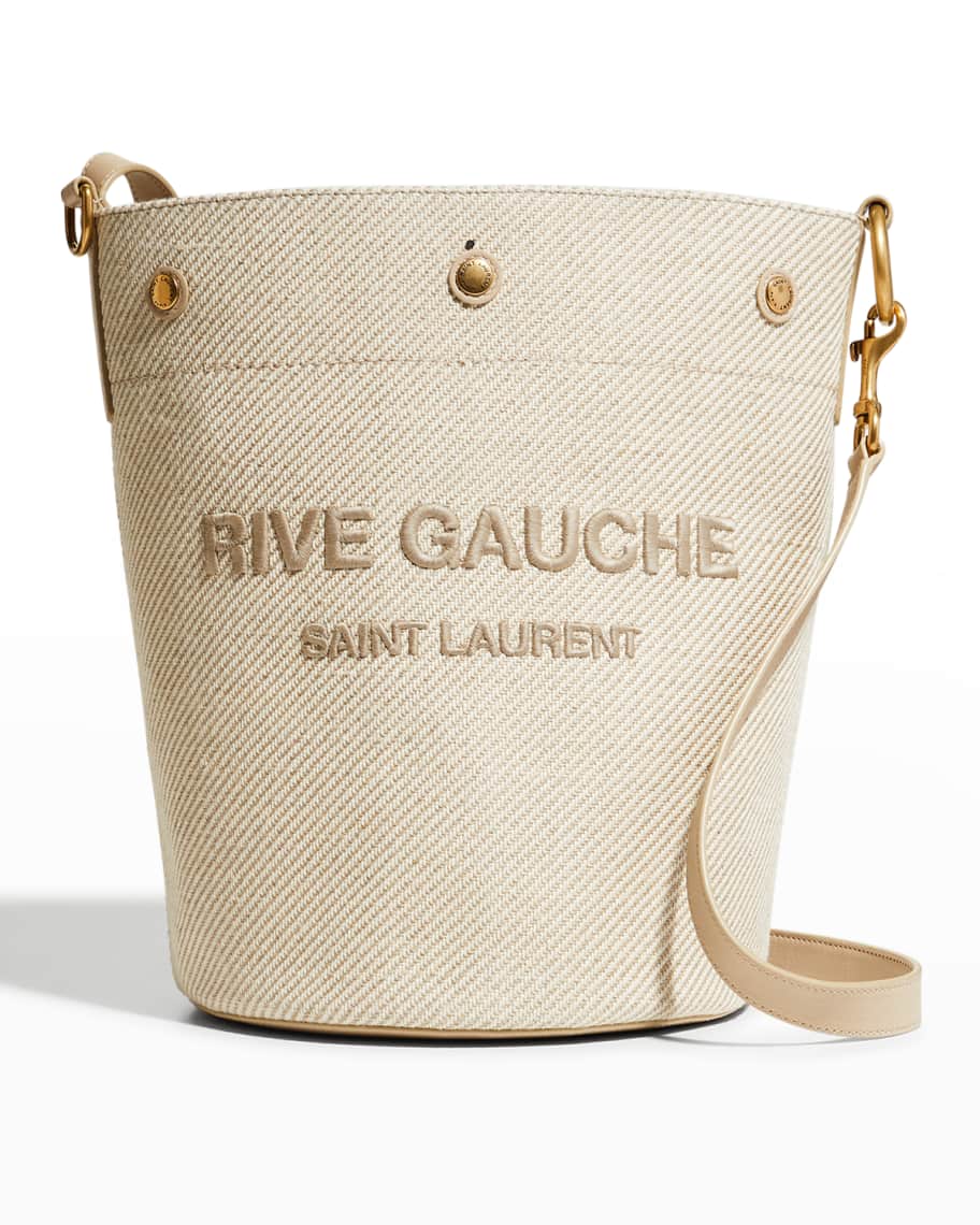 Saint Laurent Rive Gauche Diagonal Canvas Bucket Bag