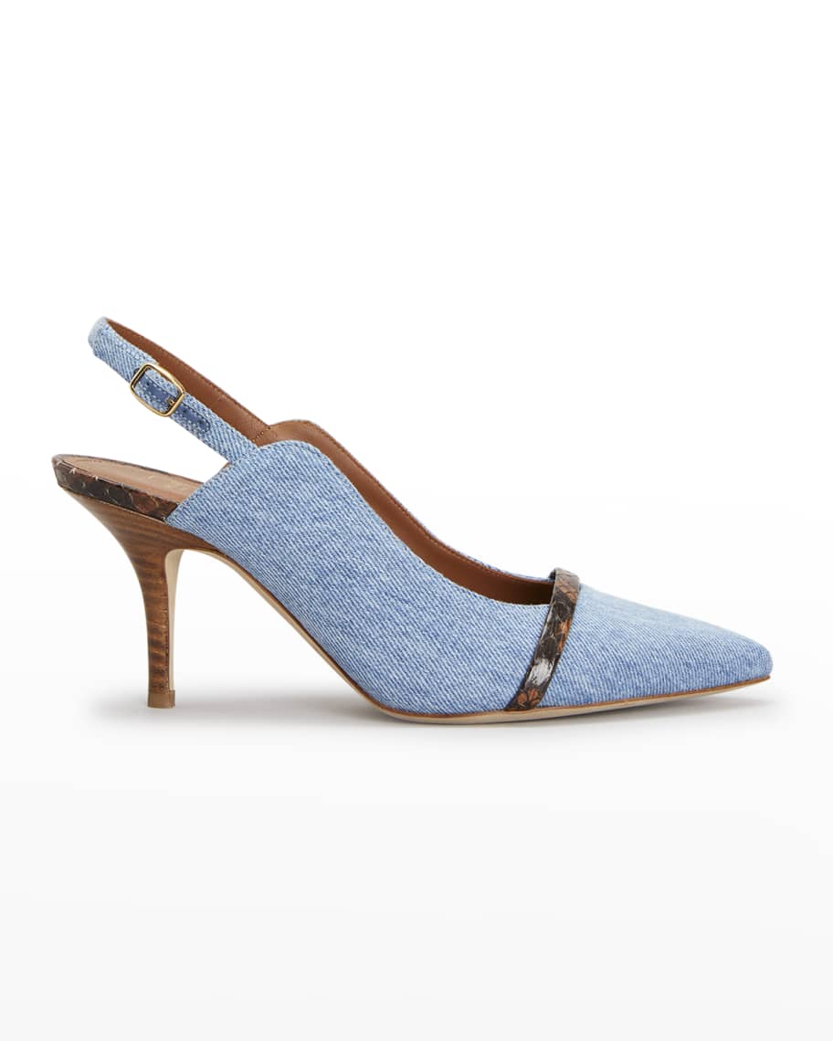 Malone Souliers Marion Denim Slingback Pumps Neiman Marcus