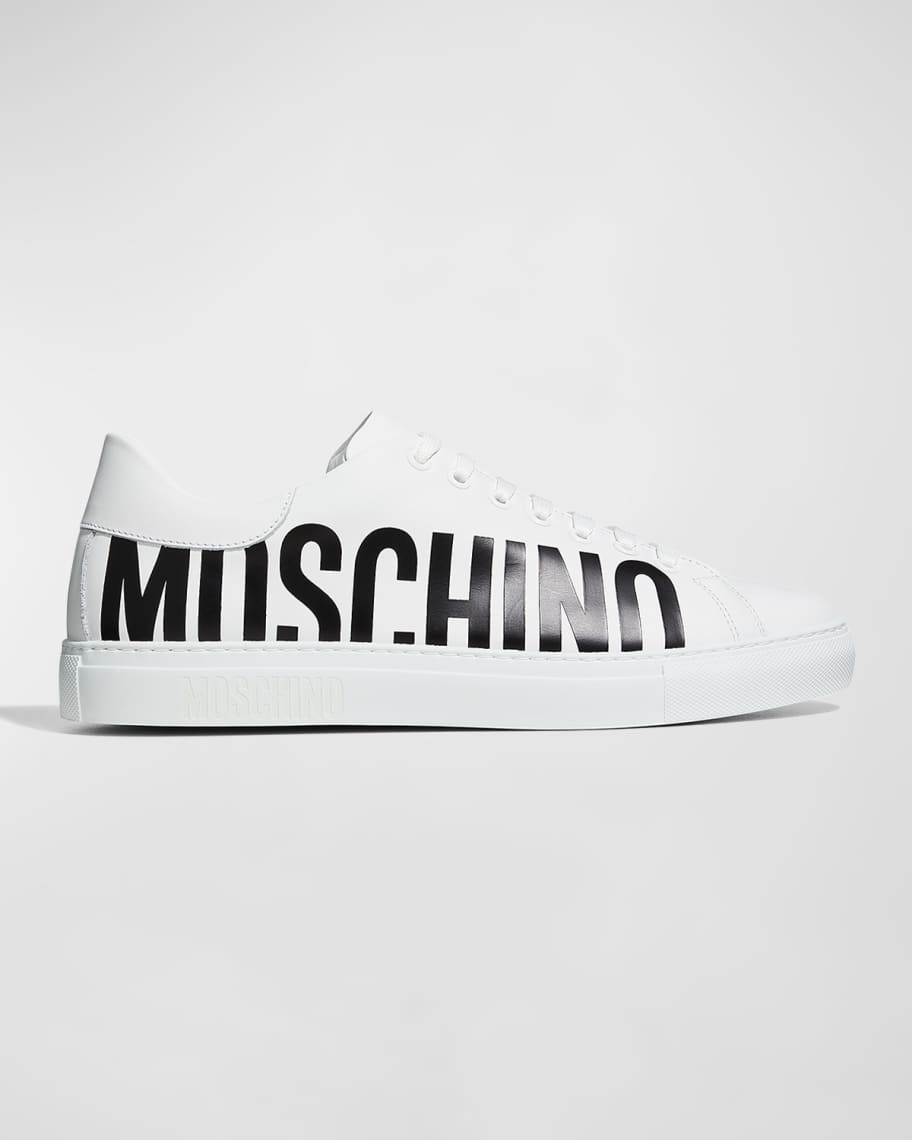 Moschino Men's Low-Top Leather Logo Sneakers | Neiman Marcus