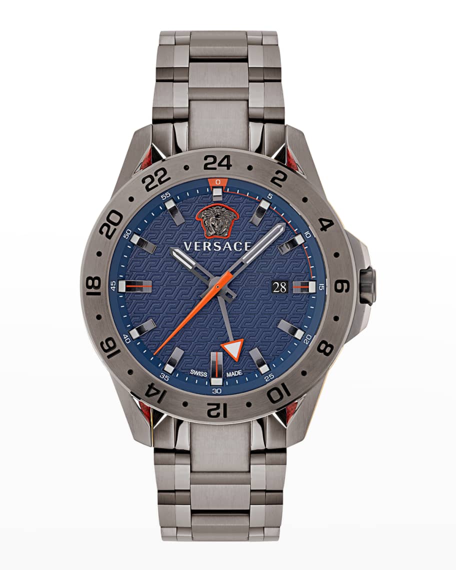 Versace Men's Sport Tech GMT IP Gunmetal Stainless Steel Watch, 45mm
