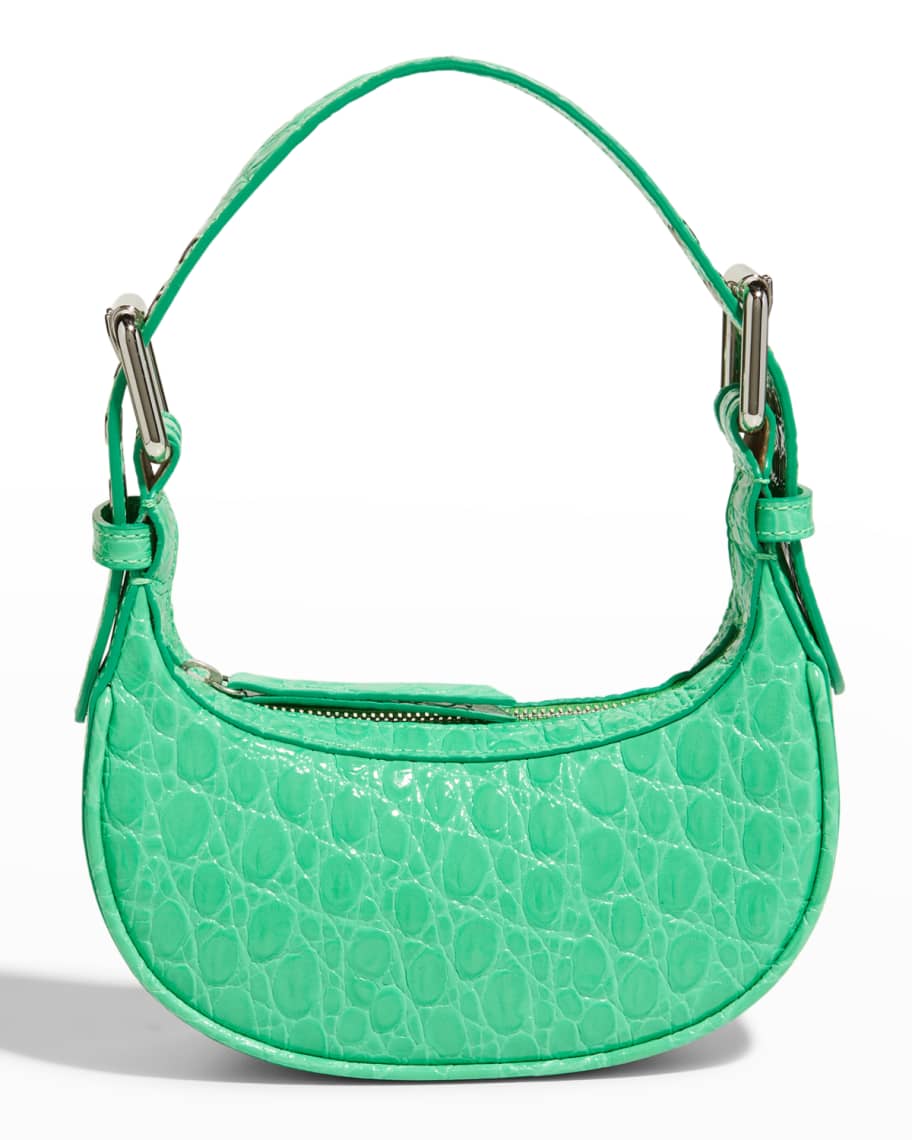 BY FAR Soho Mini CrocEmbossed Shoulder Bag Neiman Marcus