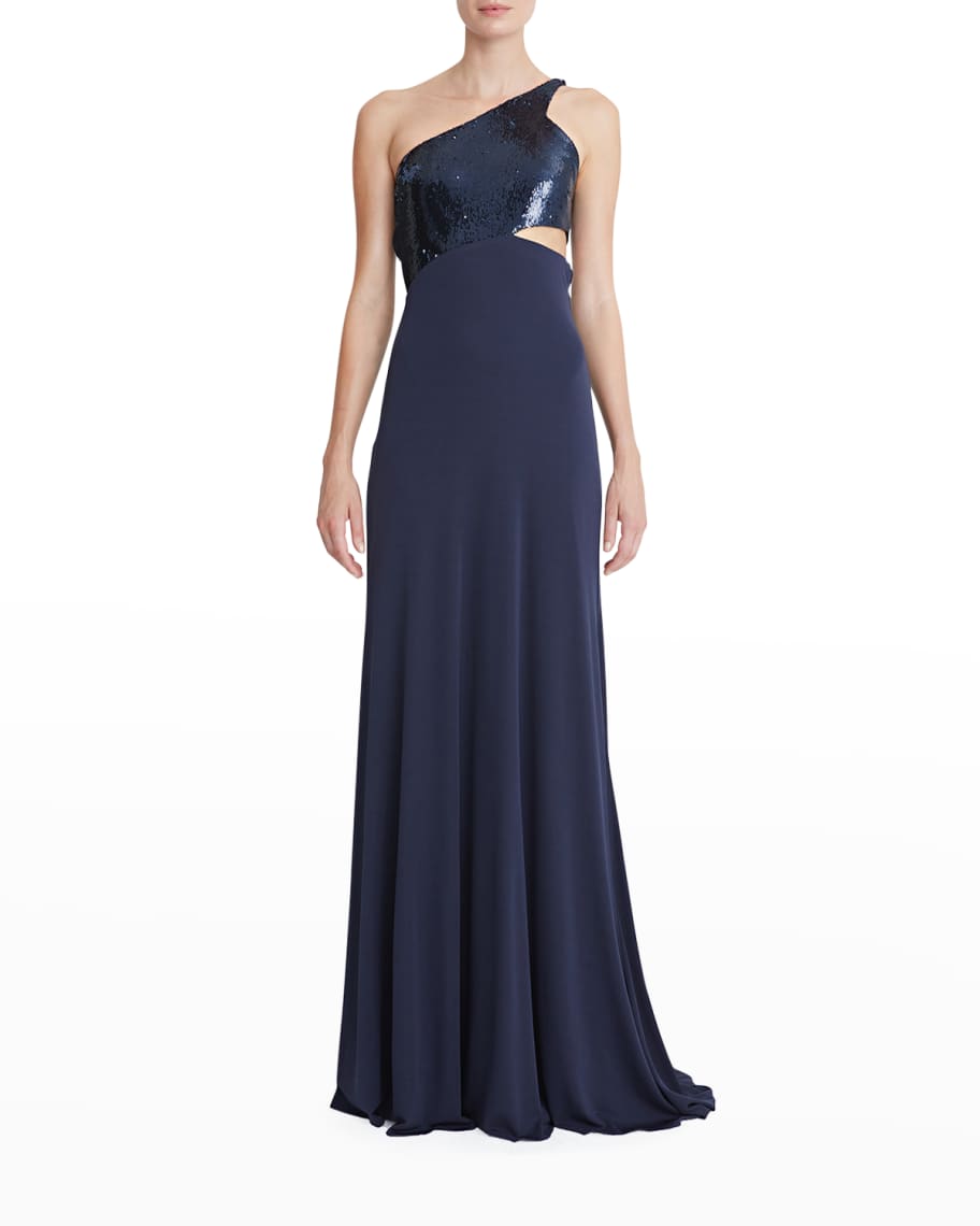 Halston Valentina Sequin Cutout One-Shoulder Gown | Neiman Marcus