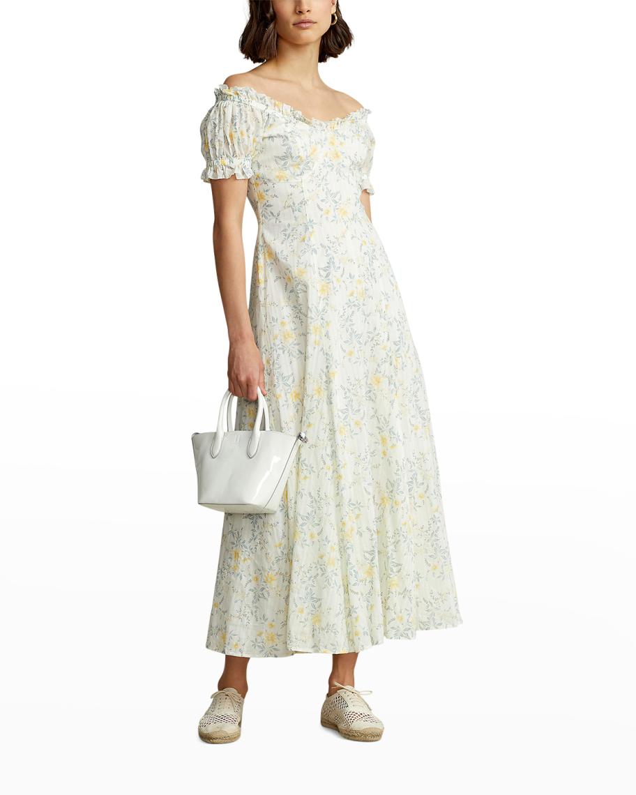 polo off shoulder dress Polo Ralph Lauren Floral off-shoulder cotton maxi dress Polo Ralph Lauren