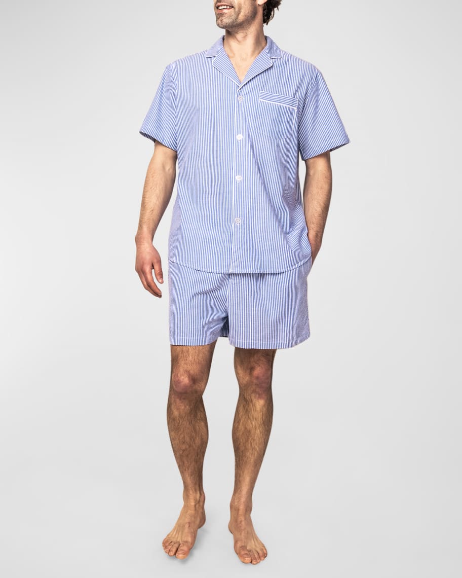 Petite Plume Men's French Seersucker Short Pajama Set Neiman Marcus