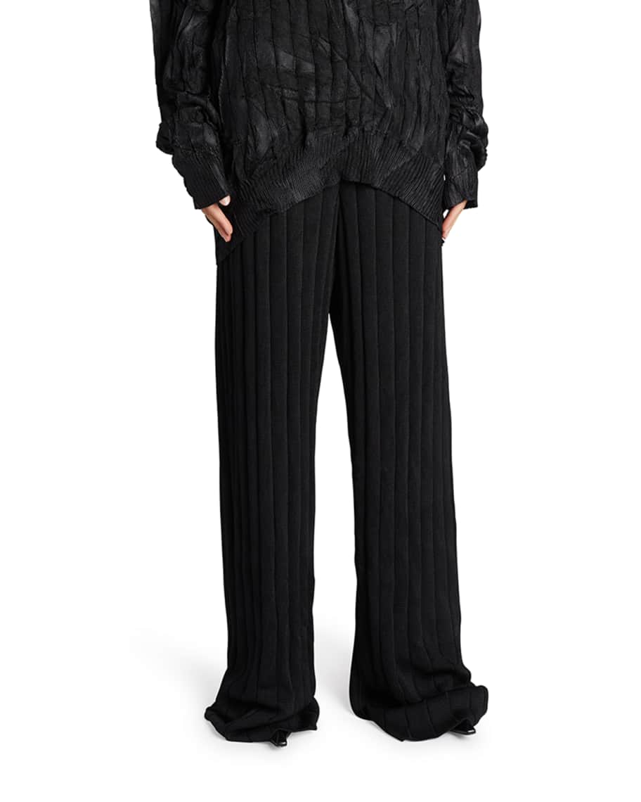 Balenciaga Wide-Rib Baggy Silk Pants