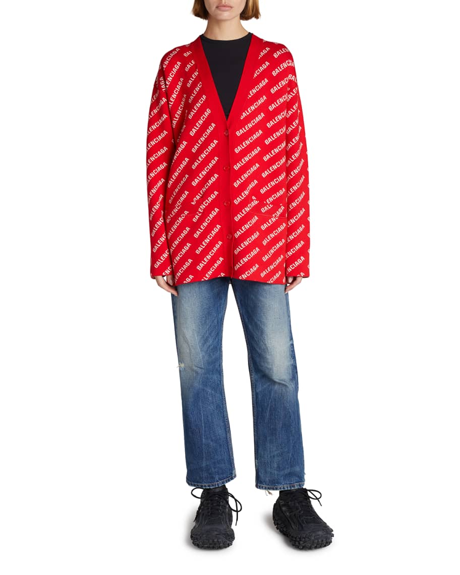 Balenciaga Allover Mini Logo Cardigan | Neiman Marcus