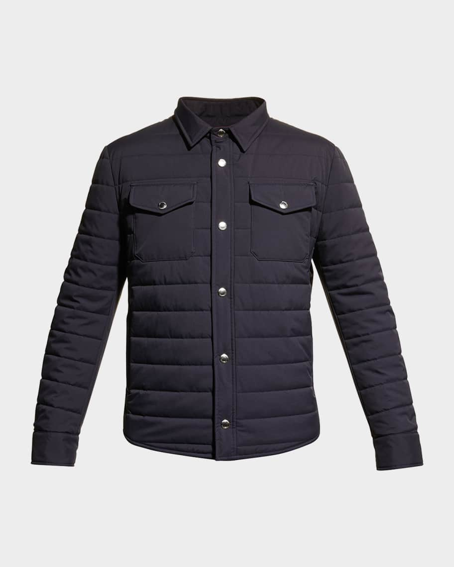 Brunello Cucinelli Men's Quilted Nylon Shirt Jacket | Neiman Marcus