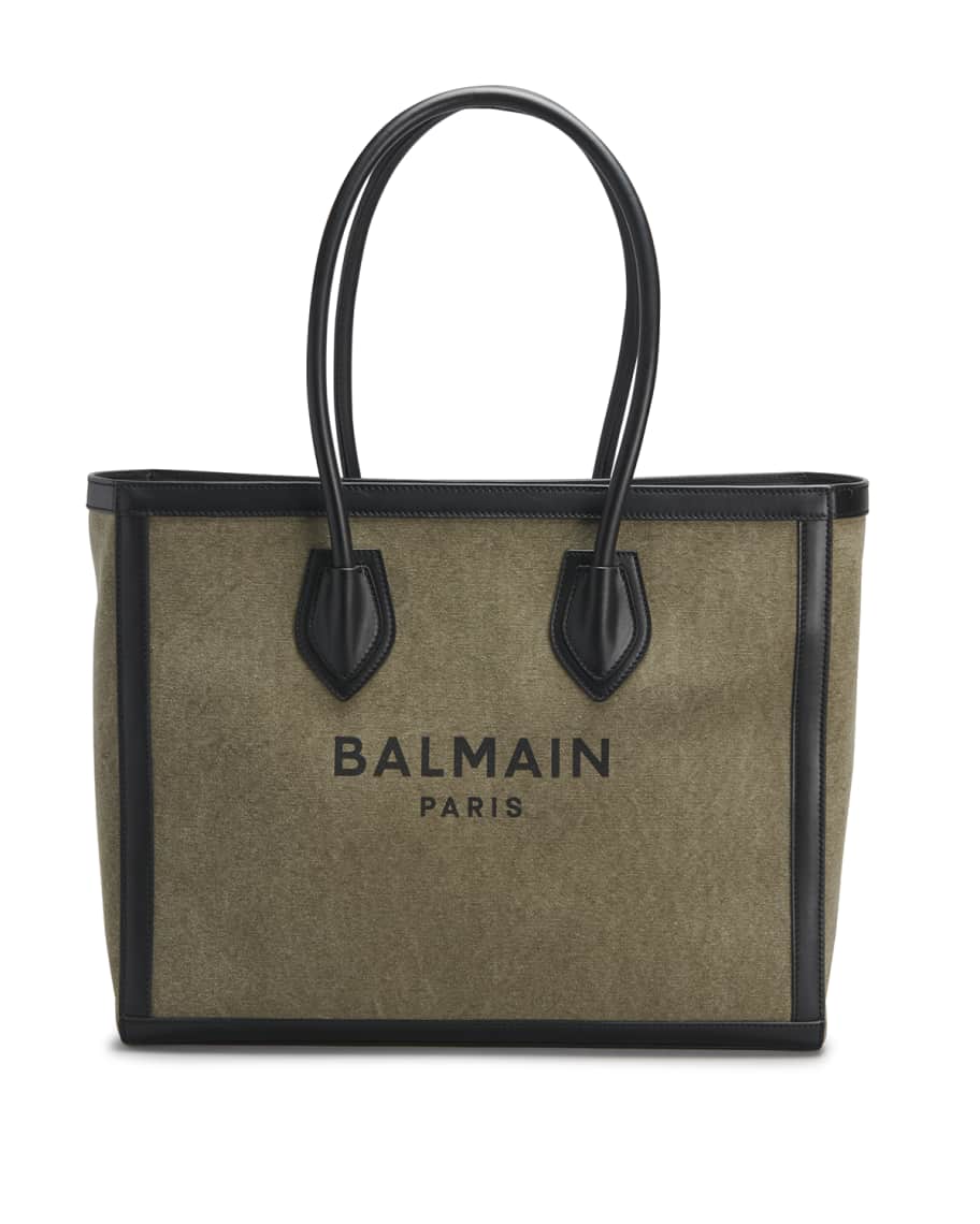 Balmain B Army Logo Canvas Tote Bag | Neiman Marcus