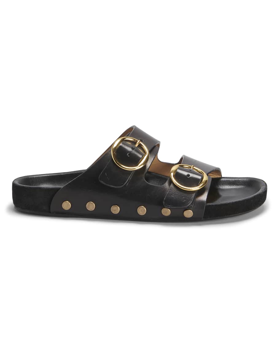 【ISABEL MARANT】 LENNYO STUDDED SLIDES ISABEL MARANT Lennyo studded leather slides | NET-A-PORTER