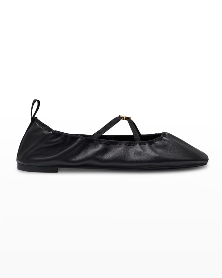 Tory Burch Scrunch Leather Ballerina Flats | Neiman Marcus