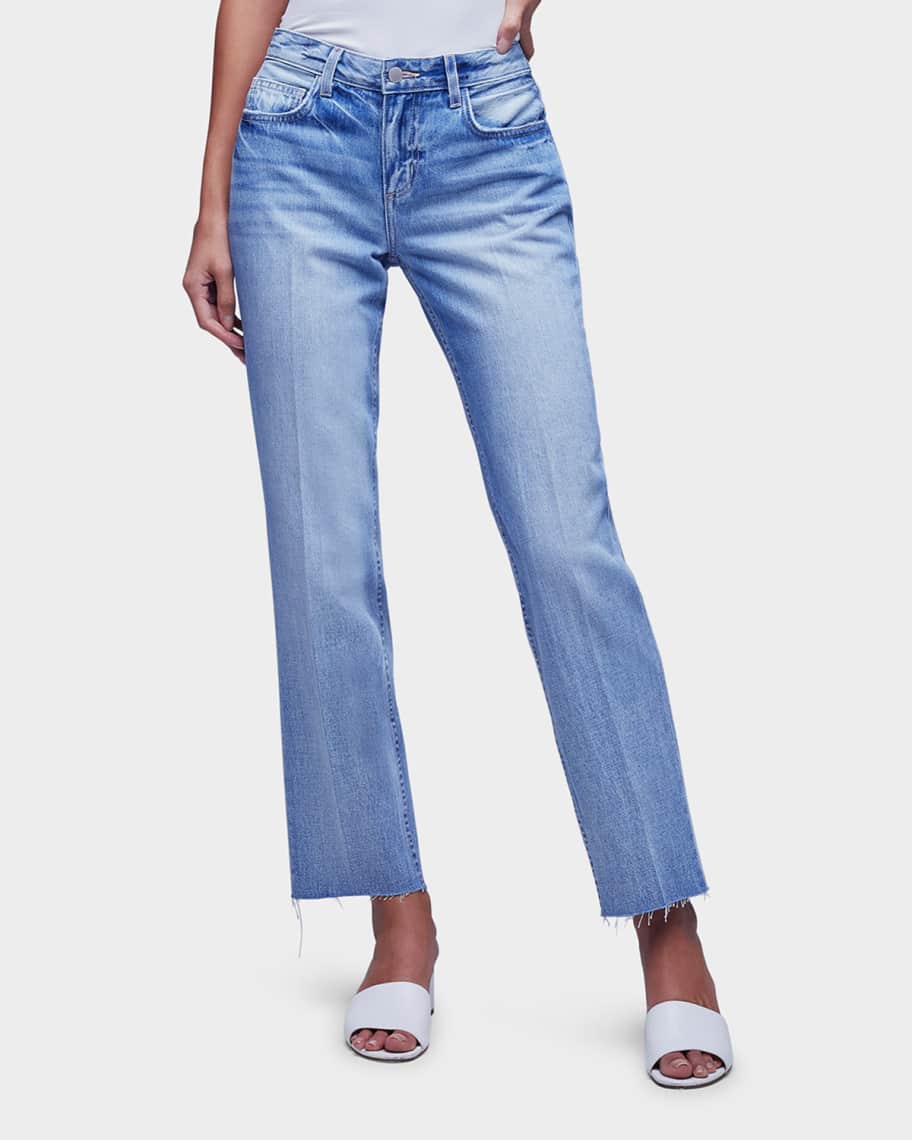 L'Agence Milana Low-Rise Cropped Straight Jeans | Neiman Marcus