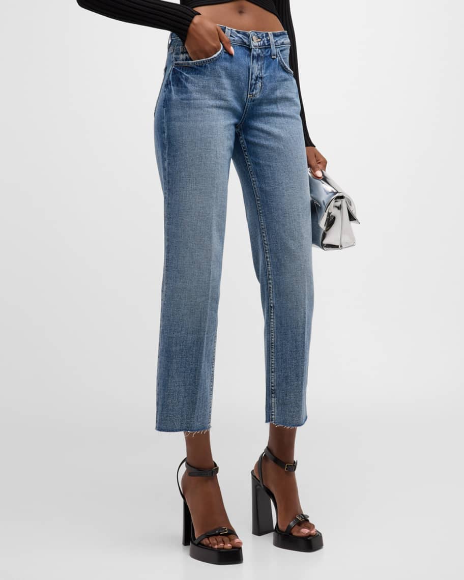 L'Agence Milana Low-Rise Cropped Straight Jeans | Neiman Marcus