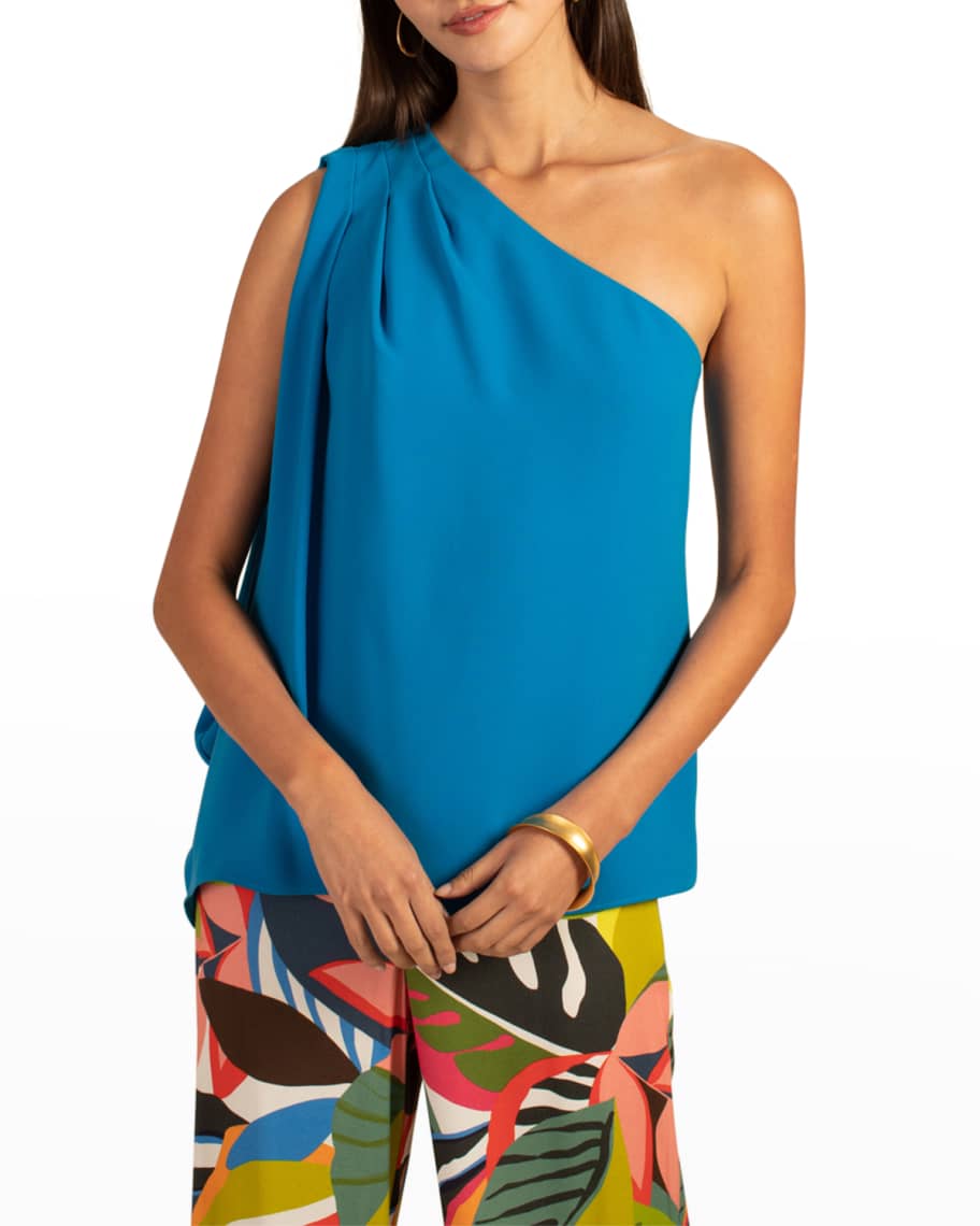 Trina Turk Tahiti Pleated OneShoulder Top Neiman Marcus