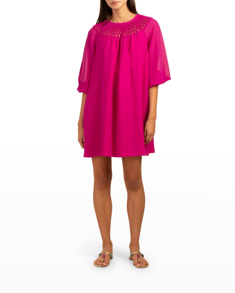 Trina Turk Shining Light BlousonSleeve Dress Neiman Marcus