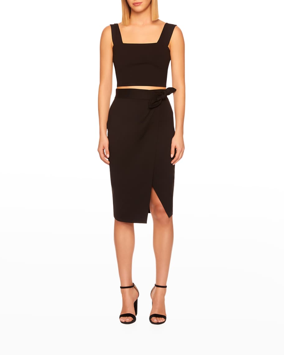 Susana Monaco Side-Tie Knee-Length Wrap Skirt | Neiman Marcus