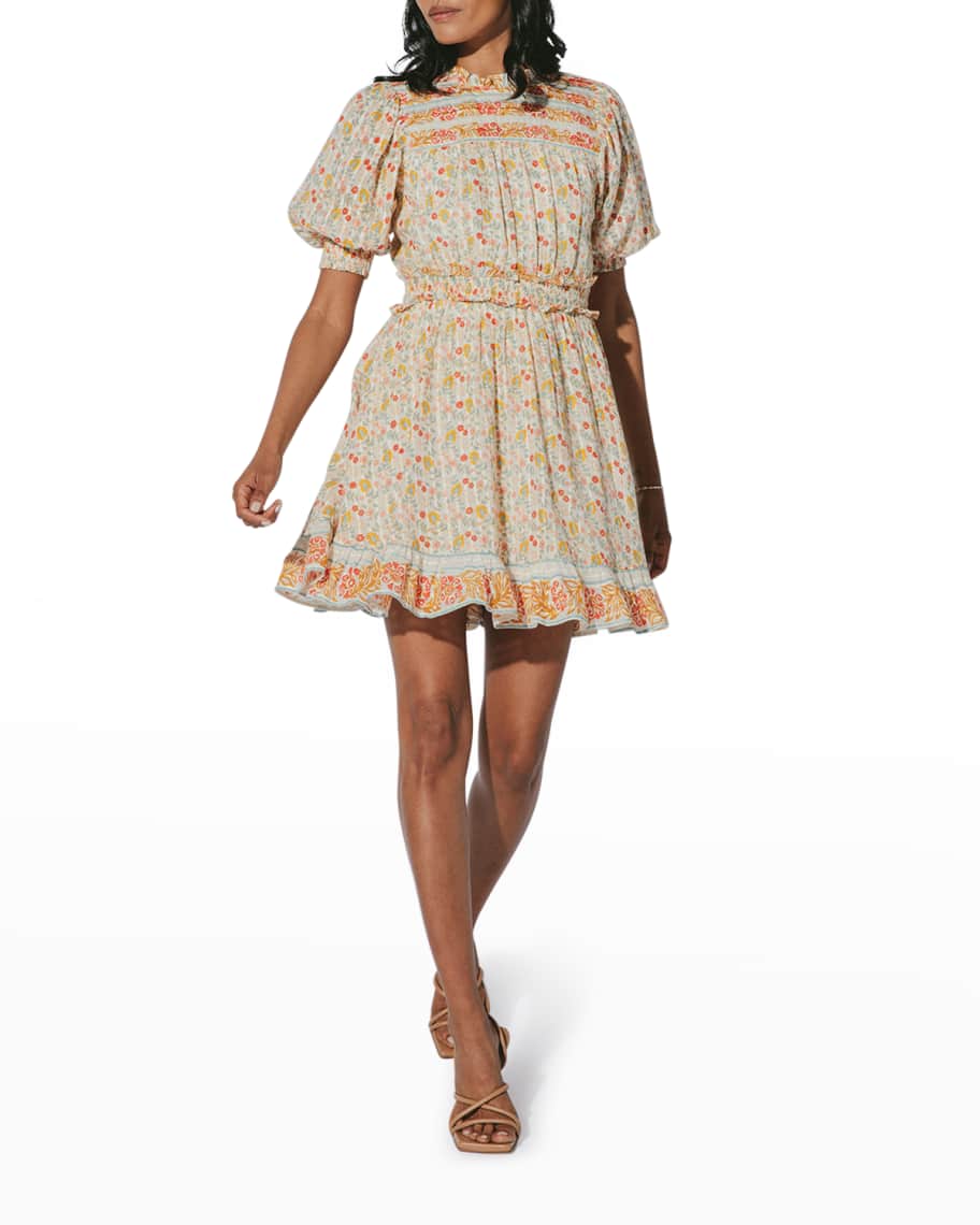 Cleobella Dallas Open-Back Floral Cotton Mini Dress | Neiman Marcus