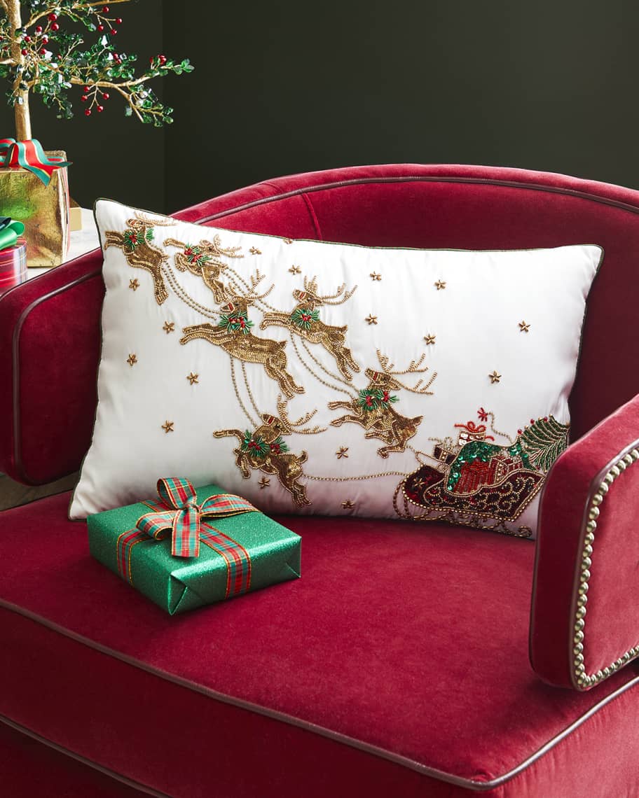 Kim Seybert Holiday Sleigh Pillow 13.5