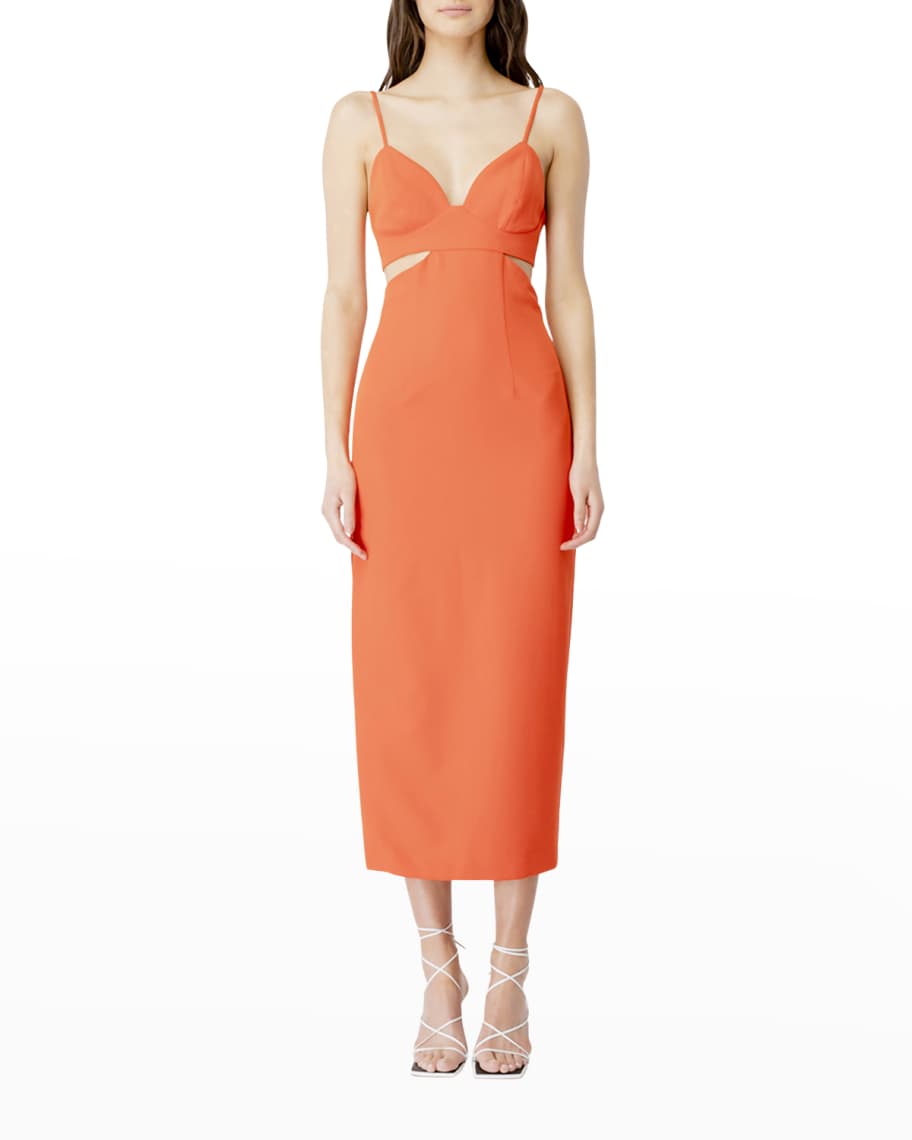 Bardot Cutout-Waist Midi Slit Dress | Neiman Marcus