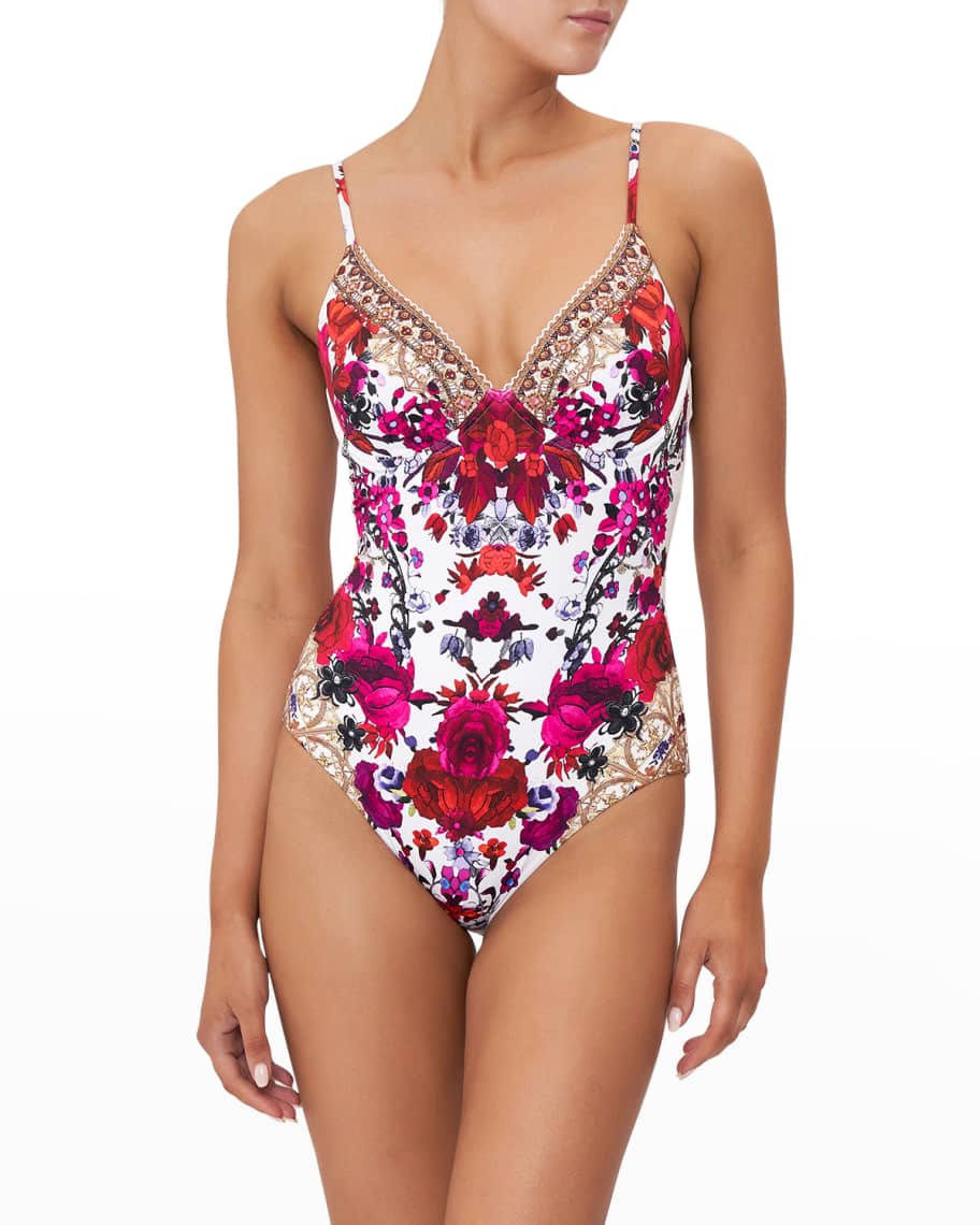 【CAMILLA】ラップ風ワンピース水着 camilla flowerカッティングドレープワンピース(S MIX PINK