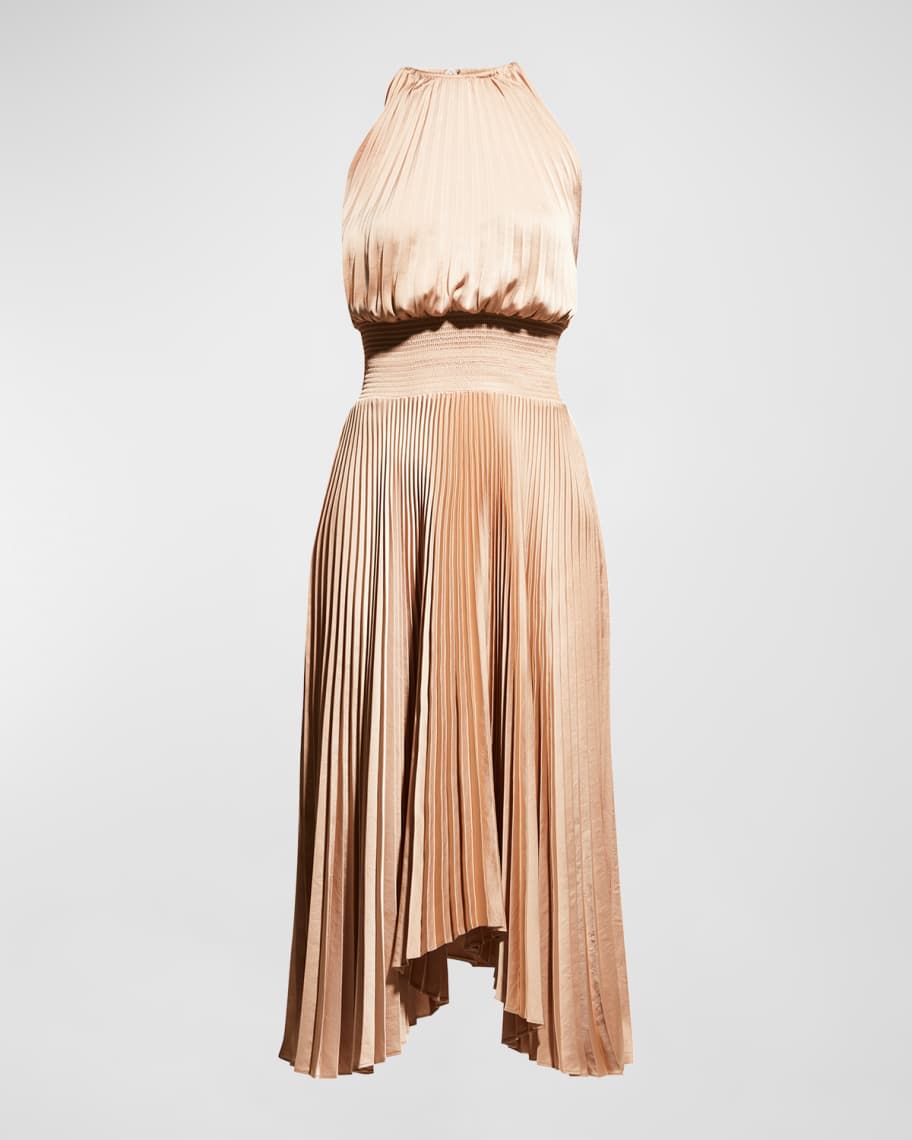 A.L.C. Renzo II Sleeveless Pleated Midi Dress | Neiman Marcus