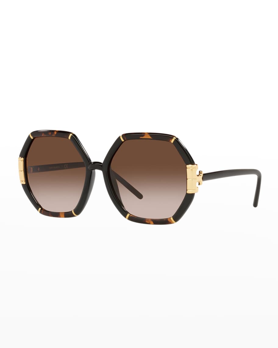 Tory Burch Logo Round Acetate & Polyamide Sunglasses Neiman Marcus