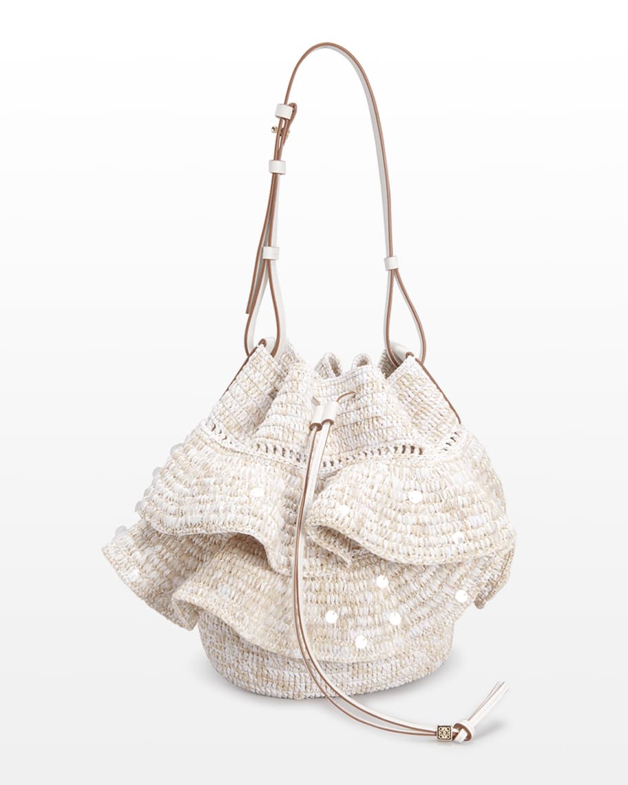 ◆LOEWE 24SS◆ Loewe x Paula's Ibiza BALLON バッグ ◆ Loewe x Paula's Ibiza Balloon Sequin Ruffled Raffia Shoulder
