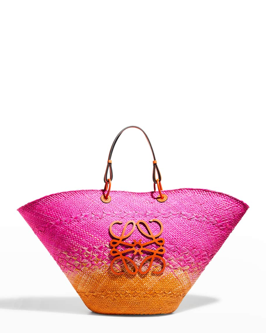 Loewe x Paula's Ibiza Anagram Small Straw Basket Tote Bag