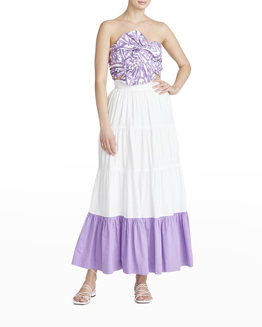 AMUR Mila Stretch Organic Cotton Tiered Maxi Skirt