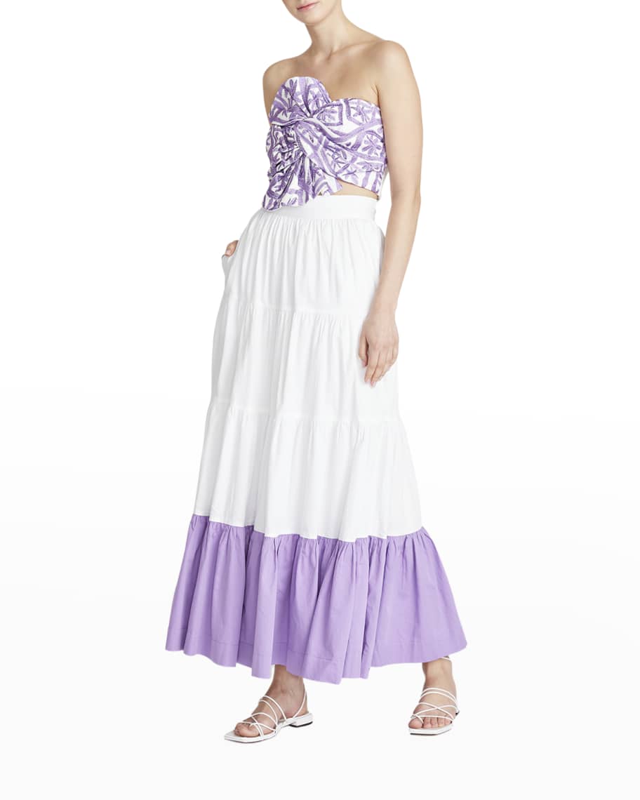 Image 2 of 3: Ophir Embroidered Front-Tie Bustier Top