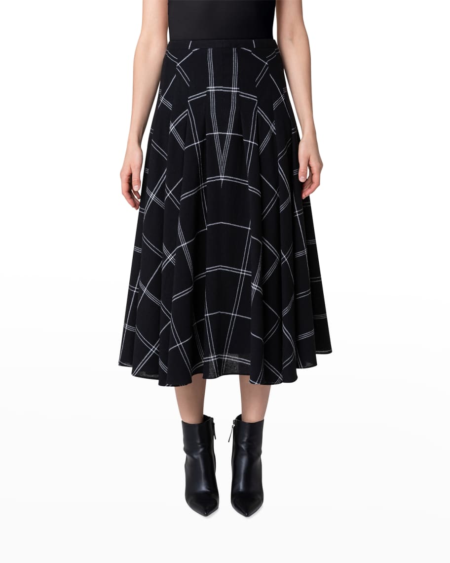 Akris punto Plaid Gauze Midi Skirt | Neiman Marcus