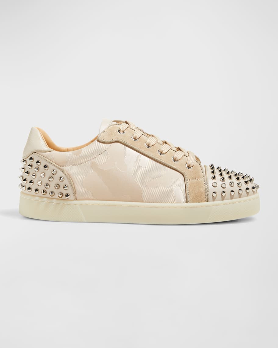Christian Louboutin Men's Seavaste Spiked Leather Low-Top Sneakers