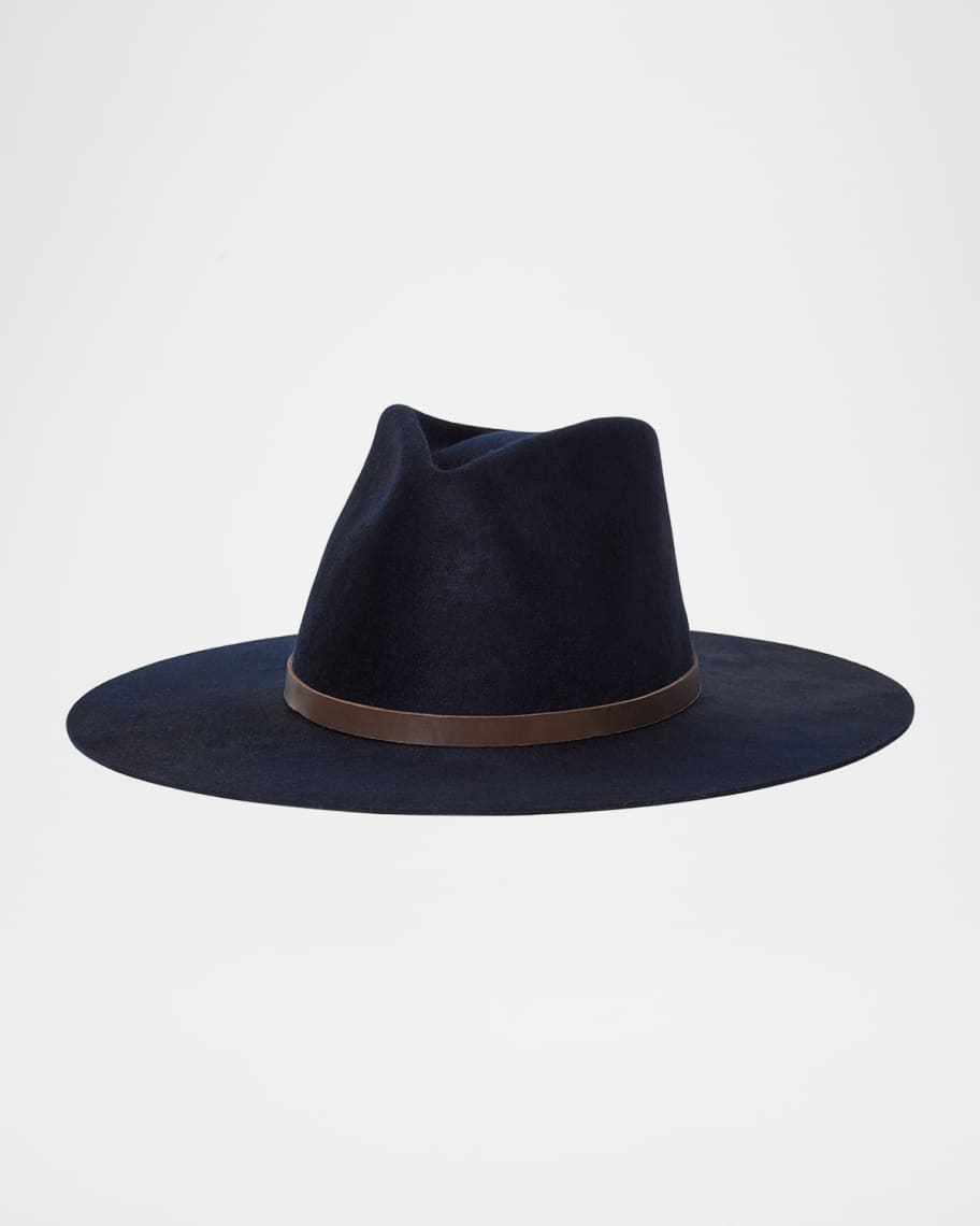 Janessa Leone Harley Wool & Suede Fedora Hat | Neiman Marcus
