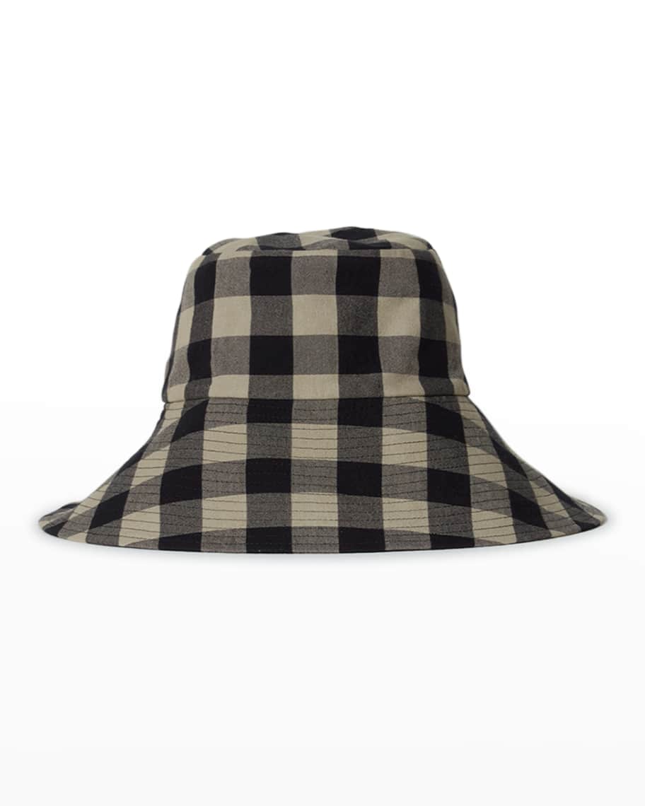 Janessa Leone Darcy Plaid Cotton Bucket Hat | Neiman Marcus