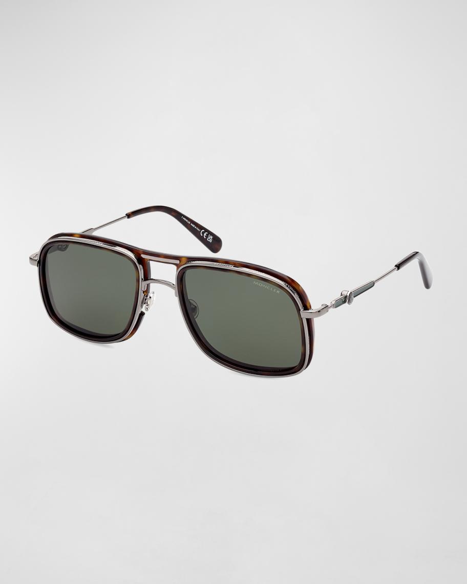 Moncler Men's Kontour Double-Bridge Square Sunglasses | Neiman Marcus
