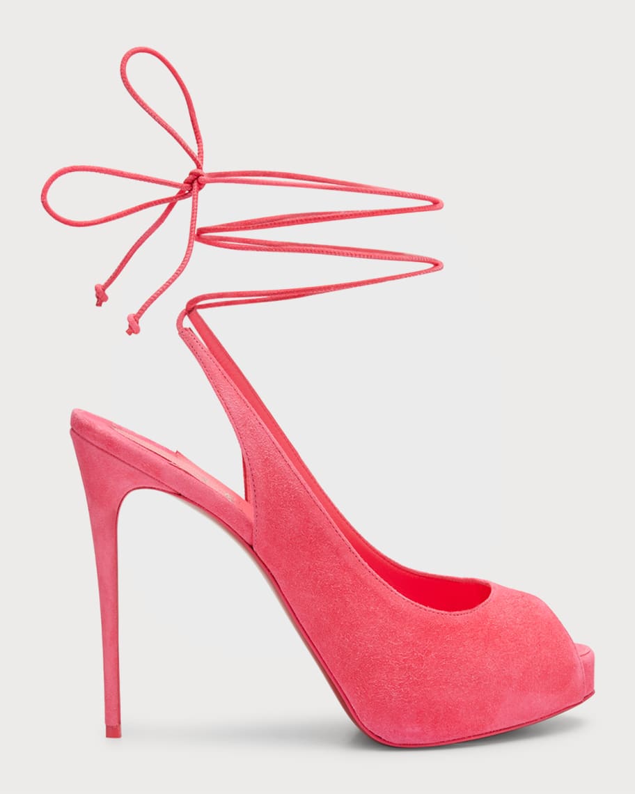 Christian Louboutin Suede PeepToe Red Sole Pumps Neiman Marcus