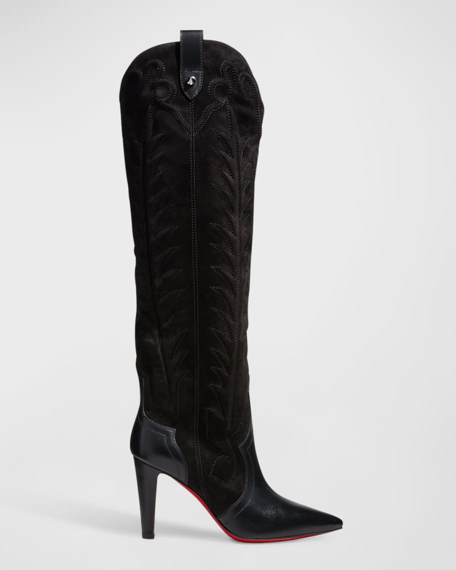 liv komme ud for kursiv Christian Louboutin Santia Botta Mixed Leather Red Sole Boots | Neiman  Marcus