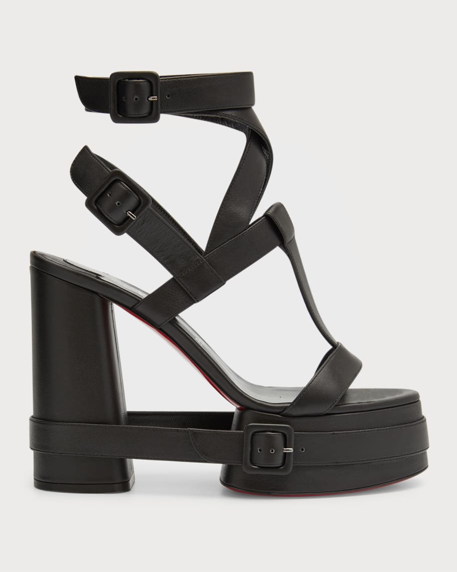 Christian Louboutin Belted T-Strap Red Sole Sandals