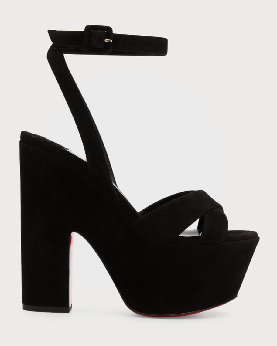 Louis Vuitton Black Suede Platform Ankle Strap Sandals Size 37 Louis Vuitton