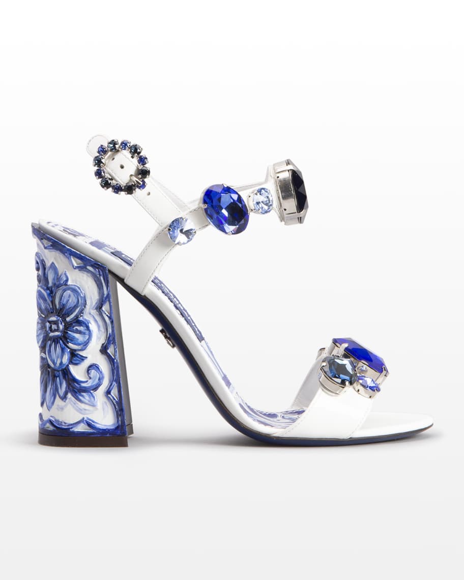 Dolce&Gabbana Printed Jewel Block-Heel Sandals | Neiman Marcus
