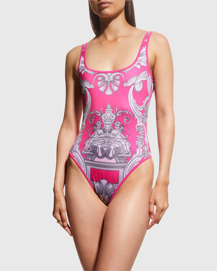 Versace Printed OnePiece Swimsuit Neiman Marcus