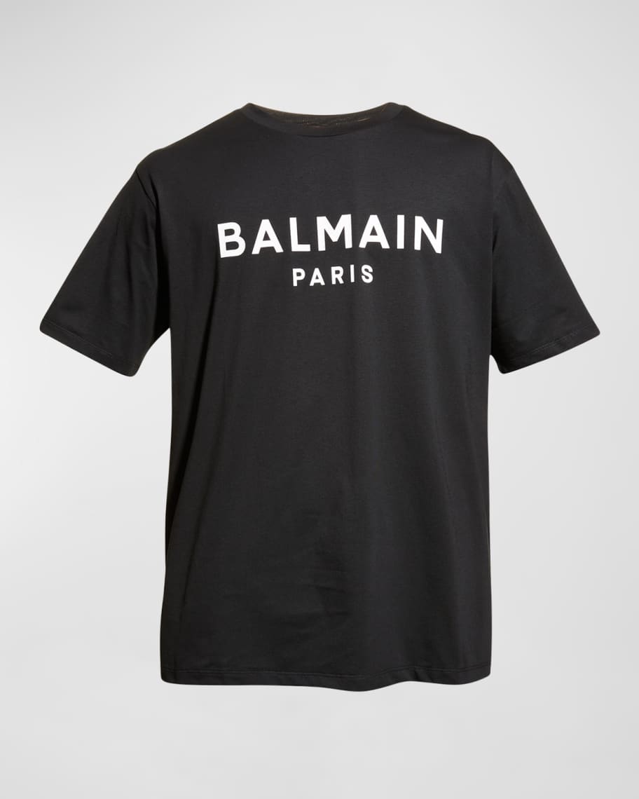 Tシャツ・カットソー Balmain Black Cotton Crewneck T-Shirt With Logo Balmain Black Crewneck T-shirt With Logo Lettering Print On