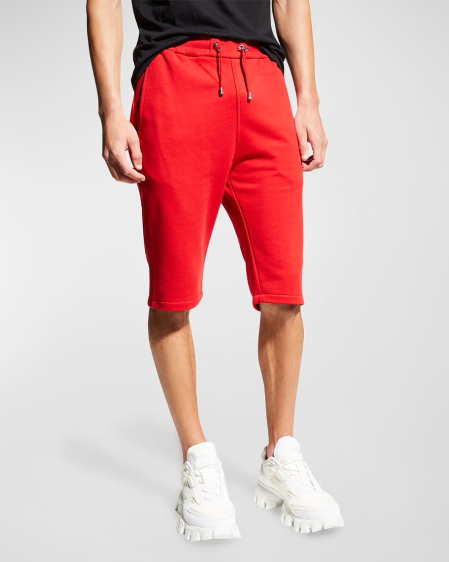 Balmain Men's Flock Bermuda Sweat Shorts Neiman Marcus