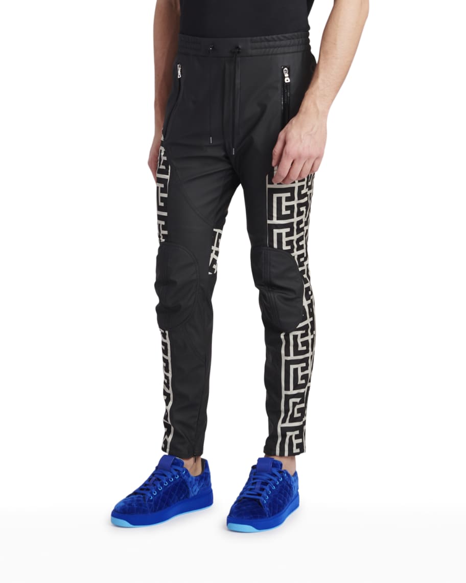 Balmain Mini Monogram Jacquard Wool Track Pants in Blue for Men