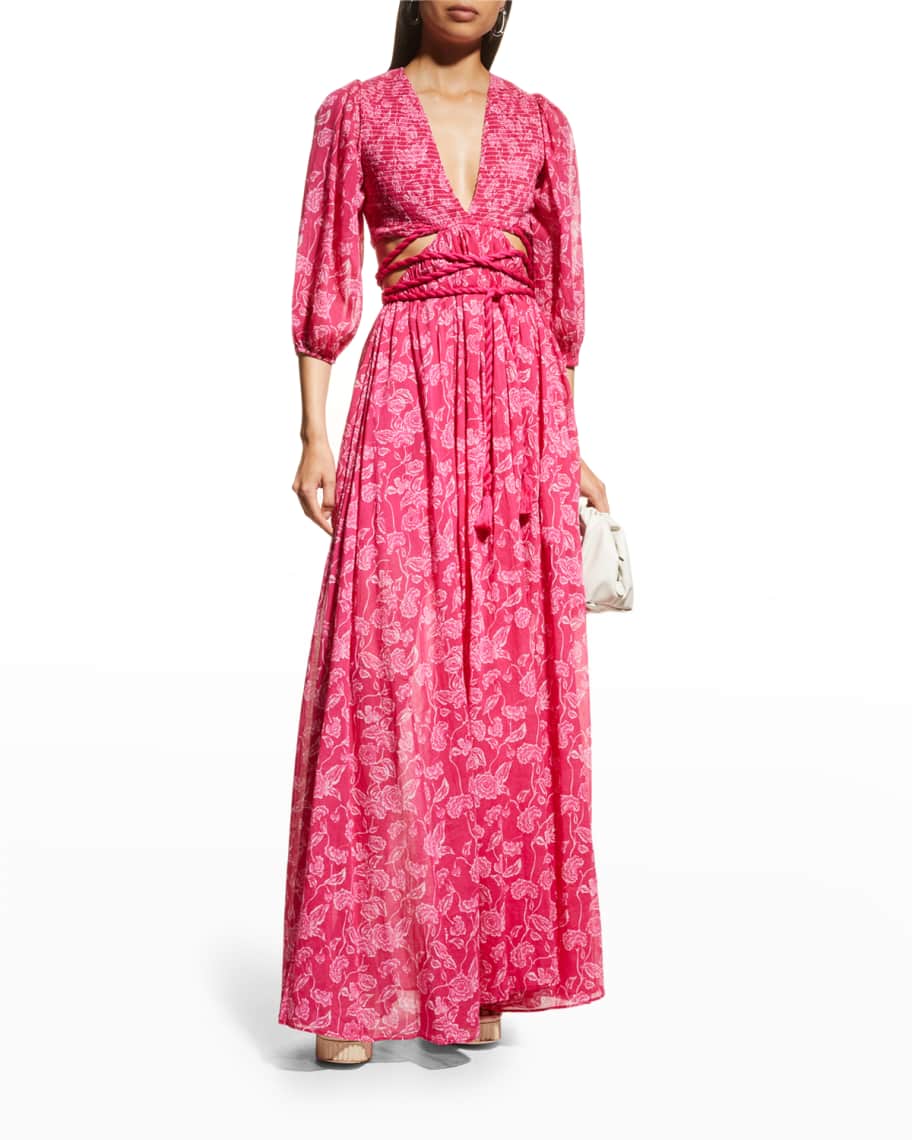 Miguelina Farrah Floral Cutout Maxi Dress | Neiman Marcus