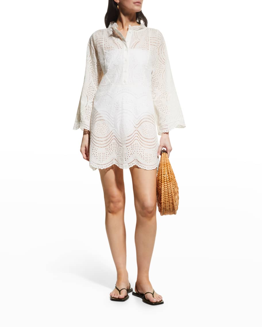 Miguelina Verity Scallop-Hem Mini Dress | Neiman Marcus