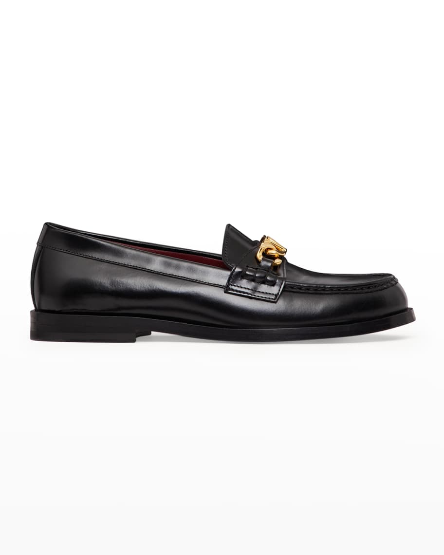 Valentino Garavani VLogo Chain Leather Loafers | Neiman Marcus