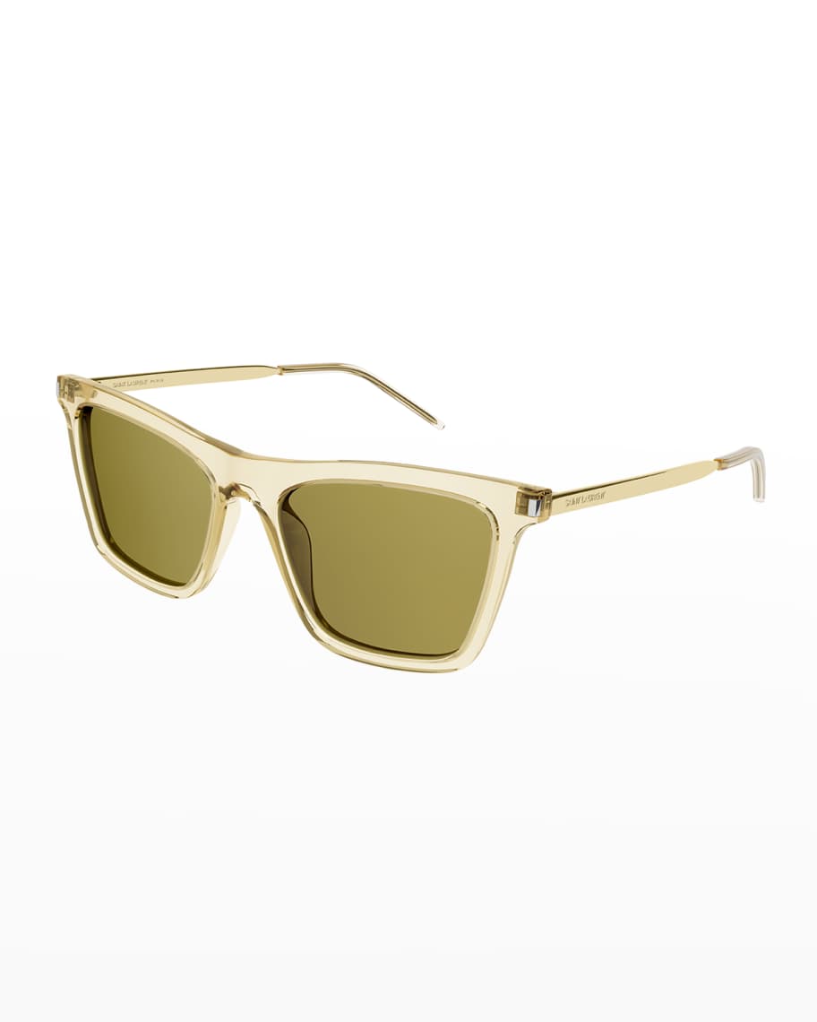 Saint Laurent Rectangle Semi-Transparent Acetate Sunglasses | Neiman Marcus